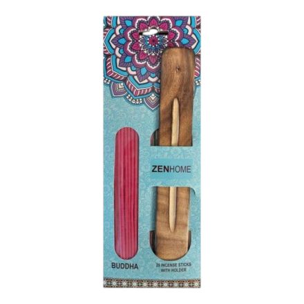 ZENHOME Buddha füstölőszett pálcikákkal és tartóval a csomagolásban