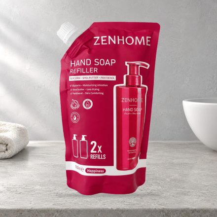 ZENHOME Happiness folyékony szappan utántöltő, 500 ml, pink kupakos tasakban