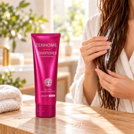 ZENHOME Happiness hajbalzsam, 250 ml – pink tubus elölnézetből